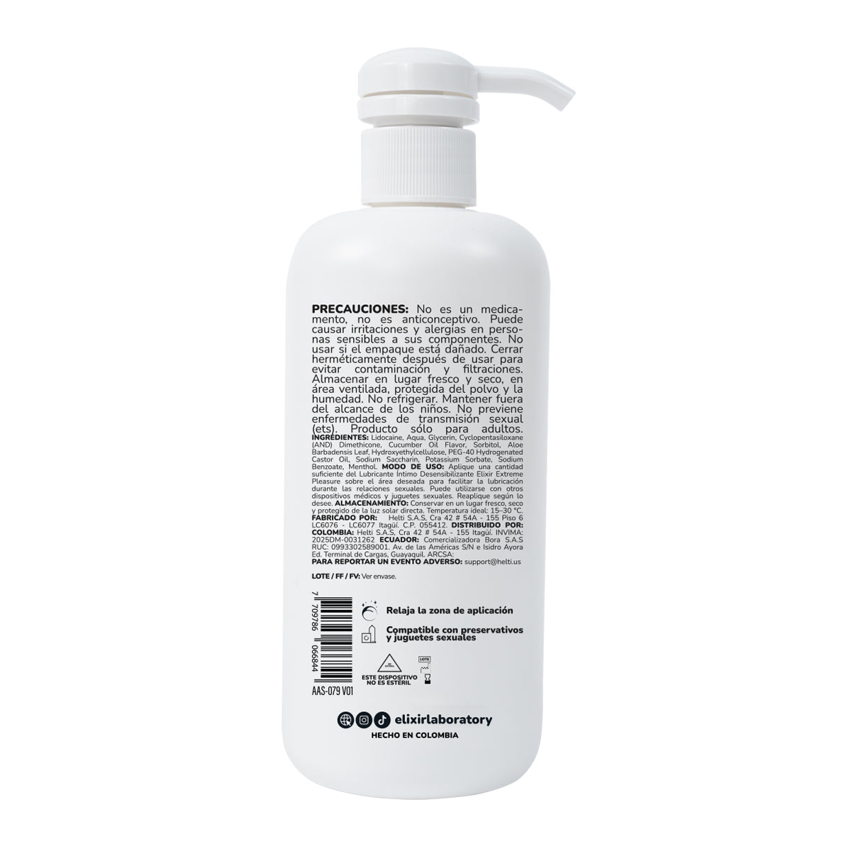 Lubricante Anal Desensibilizante Elixir Anesty 500 ml – Relajante de Larga Duración