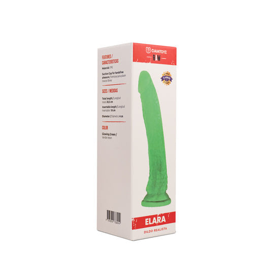 Raw Dildo Realista Elara Transparente brilla en la oscuridad