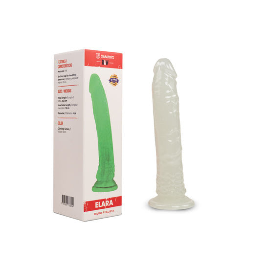 Raw Dildo Realista Elara Transparente brilla en la oscuridad