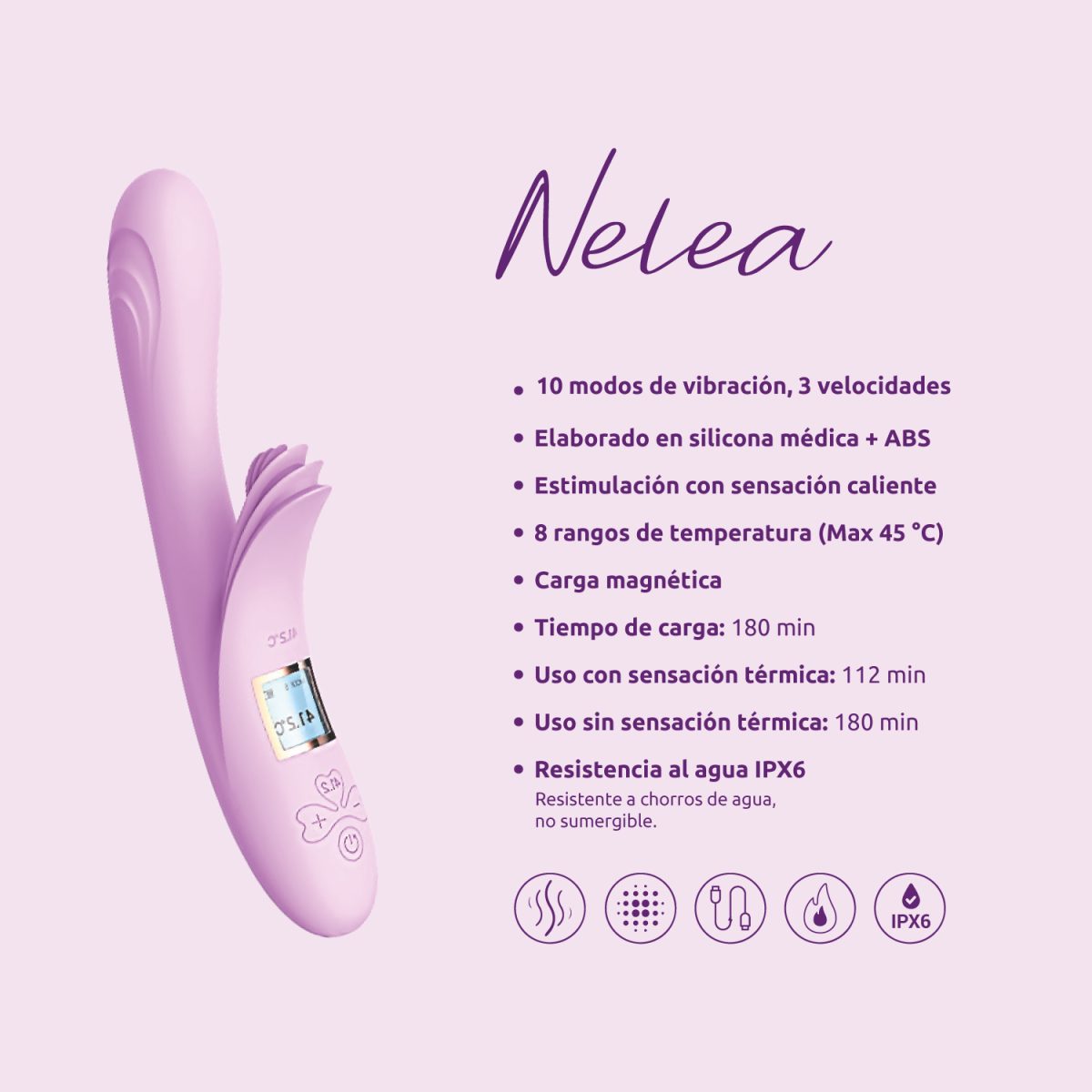 Vibrador Doble Nelea con temperatura