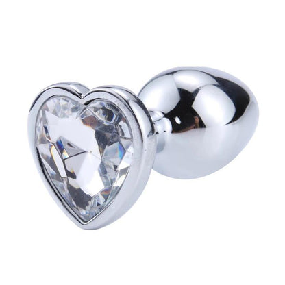 Plug Anal Acero Corazón pequeño blanco diamante