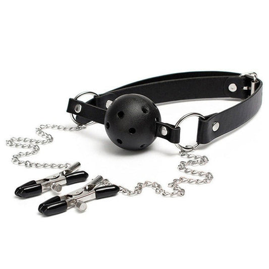 BALL GAG CON PEZONERAS