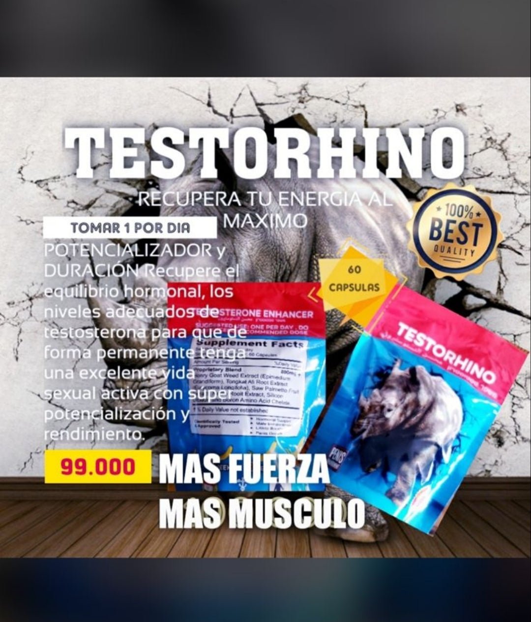 Testo rino original potenciador - manzana erótika